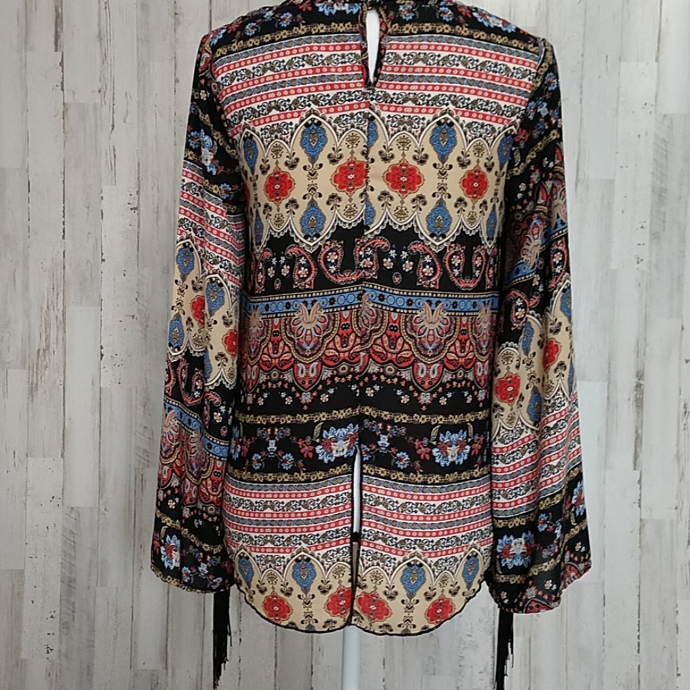 See You Monday Boho Fringe Floral Hi/Low Blouse - Picture 2 of 8